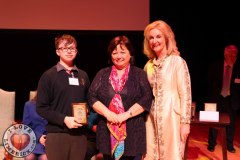 Second place winner John Moriarty, 16, John the Baptist, Mary Harney, Chancellor of the University of Limerick and Dr Mary Ryan, University of Limerick, at the Midwest Empowerment and Equality Conference 2019 in University Concert Hall, Limerick on May 1st. Picture: Zoe Conway/ilovelimerick