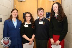 TY/5th Year students reading their debates at the Midwest Empowerment and Equality Conference 2019 in University Concert Hall, Limerick on May 1st., Victoria Cottrell, 16, from Rusuline, Anna Powell, 16, from St Mary's, Neenagh, John Moriarty, 16, from John the Baptist, and Íde Ní Ifearnáin, 16, from Gaelcholaiste Luimnigh Picture: Zoe Conway/ilovelimerick